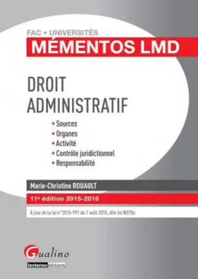 Couverture du produit · Mémentos LMD - Droit administratif 2015-2016, 11ème Ed.