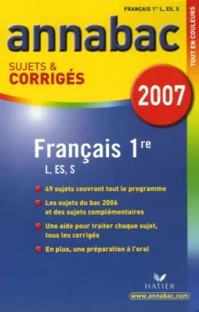 Couverture du produit · Français 1e L, ES, S : Sujets et corrigés