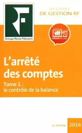 Couverture du produit · L'arrêté des comptes : Tome 1, Le contrôle de la balance