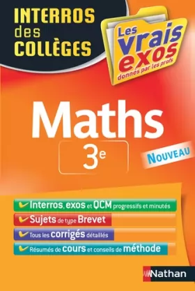 Couverture du produit · Interros des Collèges Maths 3e