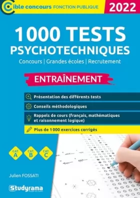 Couverture du produit · 1 000 tests psychotechniques: Concours - Grandes écoles - Recrutement