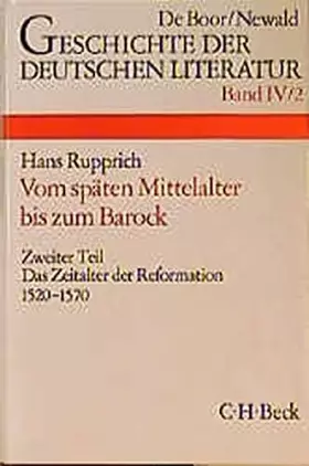 Couverture du produit · Die deutsche Literatur vom späten Mittelalter bis zum Barock 1520 - 1570.