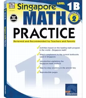 Couverture du produit · Singapore Math Practice Workbook—Level 1B, Grade 2 Math Book, Creating Picture Graphs, Multiplying and Dividing, Telling Time, 