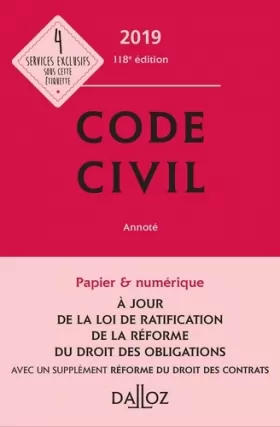 Couverture du produit · Code civil 2019, annoté - 118e éd.