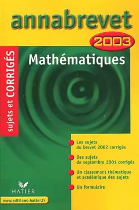 Couverture du produit · Mathématiques 2003