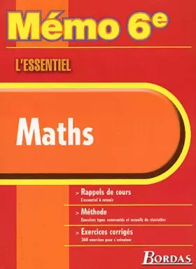 Couverture du produit · MEMO ESSENTIEL MATHS 6E (Ancienne Edition)