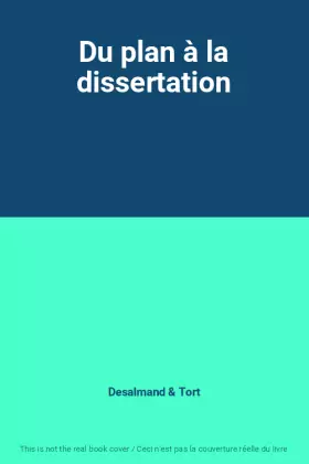 Couverture du produit · Du plan à la dissertation