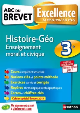 Couverture du produit · ABC du BREVET Excellence Histoire - Géo - Enseignement moral et civique 3e