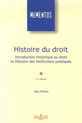 Couverture du produit · Histoire du droit : Introduction historique au droit et Histoire des institutions publiques