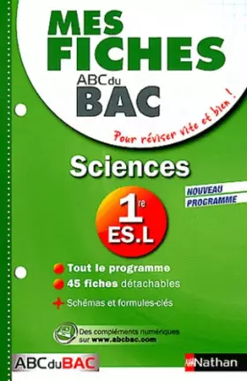 Couverture du produit · Mes Fiches ABC du BAC Sciences 1re ES.L