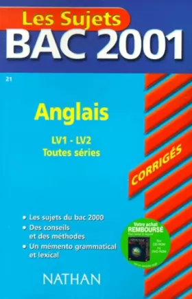 Couverture du produit · Bac 2001 : Anglais LV1 et LV2 (sujets corrigés)