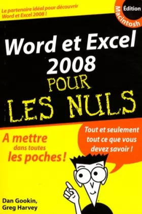 Couverture du produit · Word et Excel 2008 Mac Poche Pour les Nuls