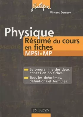 Couverture du produit · Physique Résumé du cours en fiches MPSI-MP