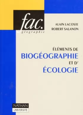 Couverture du produit · Eléments de biogéographie et d'écologie