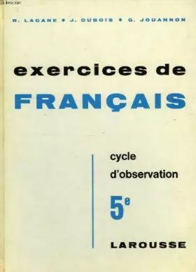 Couverture du produit · EXERCICES DE FRANCAIS, CLASSES DE 5e, CYCLE D'OBSERVATION