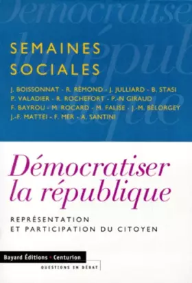 Couverture du produit · Démocratiser la République : Représentation et participation du citoyen