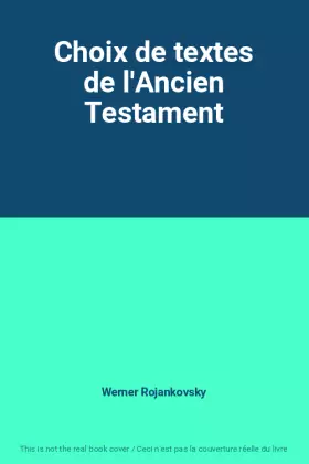 Couverture du produit · Choix de textes de l'Ancien Testament