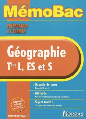 Couverture du produit · MEMO PREPA.EXAM. GEOGRAPHIE TERMINALE (Ancienne Edition)