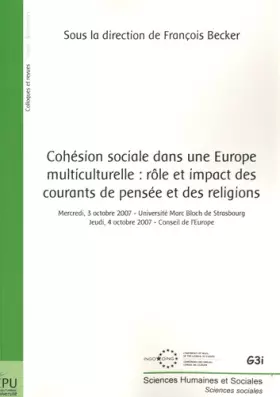 Couverture du produit · Cohésion sociale dans une europe multiculturelle
