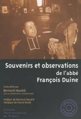 Couverture du produit · Souvenirs et observations de l'abbé François Duine