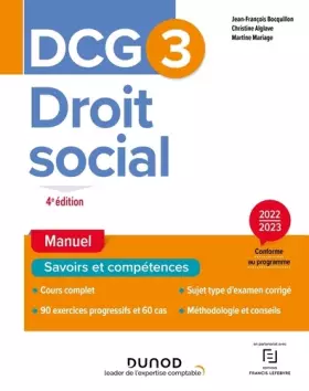 Couverture du produit · DCG 3 Droit social - Manuel - 2022/2023 (2022-2023)