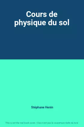 Couverture du produit · Cours de physique du sol