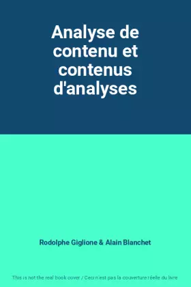 Couverture du produit · Analyse de contenu et contenus d'analyses