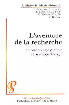 Couverture du produit · L'aventure de la recherche en psychologie clinique et psychopathologie
