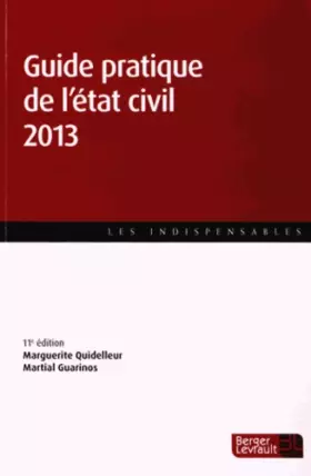 Couverture du produit · GUIDE PRATIQUE DE L'ETAT CIVIL 2013
