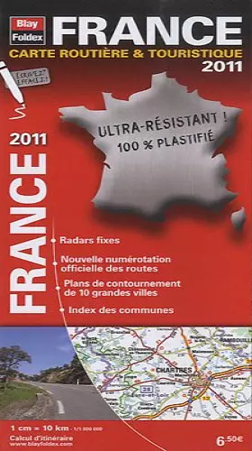 Couverture du produit · 2011 France Carte Routière et Touristique plastifiée