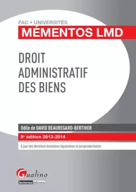 Couverture du produit · Mémentos LMD - Droit administratif des biens
