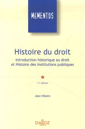 Couverture du produit · Histoire du droit : Introduction historique au droit et Histoire des institutions publiques