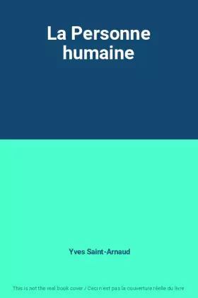 Couverture du produit · La Personne humaine
