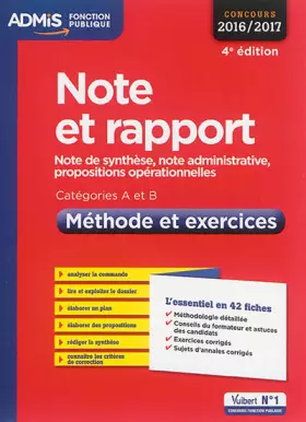 Couverture du produit · Note et rapport méthode et exercices cat A et B 4e edt 2016 2017