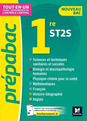 Couverture du produit · PREPABAC 1re ST2S -Bac 2022 - Toutes les matières - Cours et contrôle continu