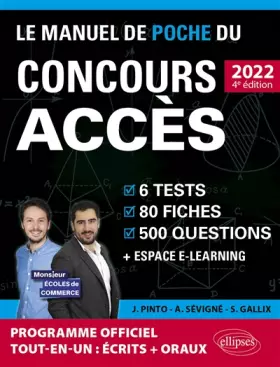 Couverture du produit · Le Manuel de Poche du concours ACCES: 6 tests blancs, 80 fiches de cours, 80 vidéos de cours, 500 questions