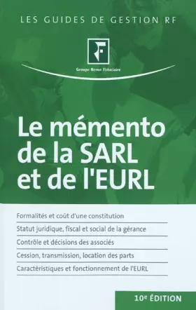 Couverture du produit · Le mémento de la SARL et de l'EURL