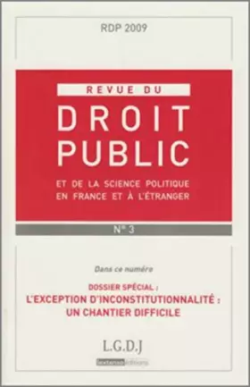 Couverture du produit · RDP n°3-2009. Revue de droit public