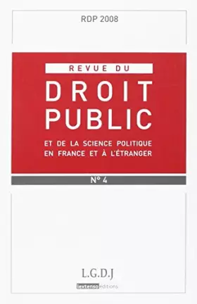 Couverture du produit · REVUE DE DROIT PUBLIC RDP N 4 2008