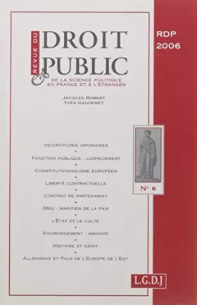 Couverture du produit · REVUE DU DROIT PUBLIC N 6 2006