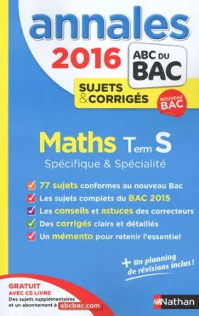 Couverture du produit · Annales ABC du BAC 2016 Maths Term S Spécifique et spécialité