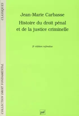 Couverture du produit · Histoire du droit pénal et de la justice criminelle