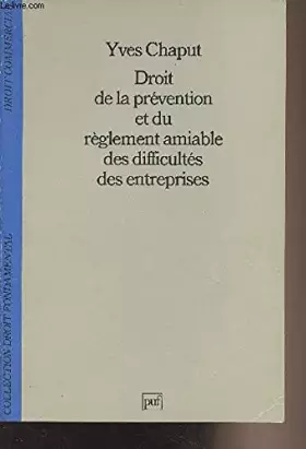 Couverture du produit · Droit de la prévention et du règlement amiable des difficultés des entreprises