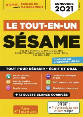 Couverture du produit · Le Tout-en-un SÉSAME - 12 sujets blancs - Ecrits et oraux - Tutos offerts: Concours 2021