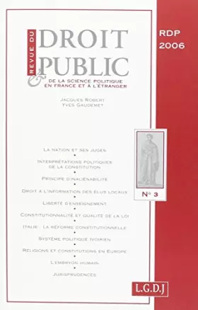 Couverture du produit · REVUE DU DROIT PUBLIC N 3 2006
