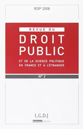 Couverture du produit · REVUE DE DROIT PUBLIC RDP N 2 2008