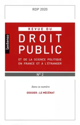 Couverture du produit · REVUE DROIT PUBLIC N 2-2020 ET DE SCIENCE POLITIQUE EN FRANCE ET A L ETRANGER