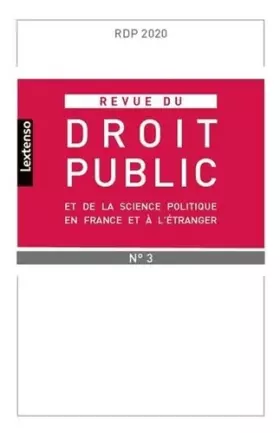 Couverture du produit · Revue du droit public et de la science politique en France et à l'étranger N°3-2020