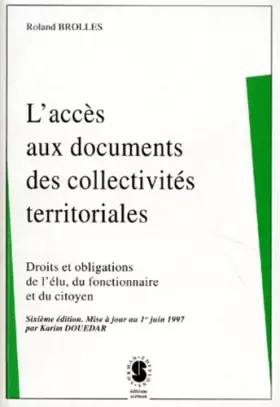 Couverture du produit · L'accès aux documents des collectivités territoriales
