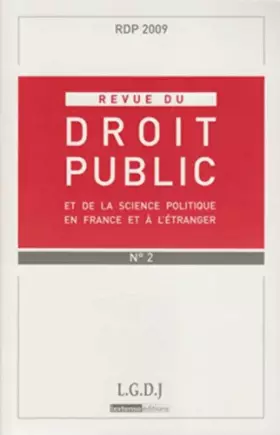 Couverture du produit · RDP n°2-2009. Revue de droit public